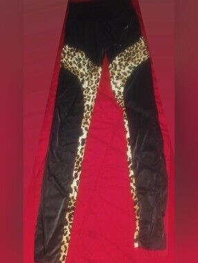 Leopard Panel Black Leggings Roma Collection